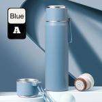 Izoliuotas puodelis vandens puodelis 316 nerūdijančio plieno izoliuotas butelio kulkos galvutė lauko dviejų sluoksnių vandens puodelio termosas A 450ML mėlyna