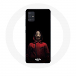 Coque Samsung Galaxy A51 La casa de papel Masque Fond Noir juoda