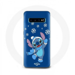 Coque pour Samsung Galaxy S10 Stitch neige No&euml;l bleu