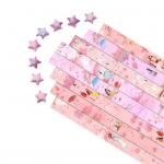 540 vnt. spalvotos origami žvaigždės popieriaus juostelės &bdquo;pasidaryk pats&ldquo; lengvai sulankstomos ry&scaron;kios spalvos dvipusis origami popierius &bdquo;Lucky Star&ldquo; dekoras C