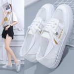 White Shoes Moteri&scaron;ki batai Nauji pavasario ir vasaros universalūs sportiniai tinkleliai kvėpuojantys sportiniai lentos batai Madingi batai &bdquo;Lazy Shoes&ldquo; 35 sidabras
