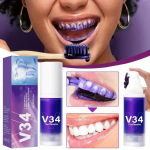 30 ml V34 Purple Color Corrector putos: Akimirksniu i&scaron;balinkite dantis, giliai i&scaron;valykite ir pa&scaron;alinkite dėmes ir gaivinkite kvėpavimą &ndash; namuose ar kelyje! 1Pcs