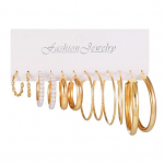 6 poros C formos auskarai minimalistiniai auksiniai auskarai su perlais Lengvi klasikiniai žavūs papuo&scaron;alai mergaitėms auksinė