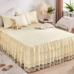 Pavasario ir vasaros nėriniuotas lovos sijonas Vienvietis princesės nėrinių &scaron;lifuotas čiužinys Neslystantis apsauginis užvalkalas lovatiesė Dovana 180*200cm 3pcs