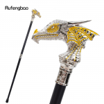 Auksinė balta prabangi drakono galvutė vaik&scaron;čiojimo lazda, madinga dekoratyvinė lazda Gentleman Elegant Cosplay lazdelės rankenėlė Crosier 94 cm