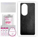 apgo Protective Skin Sticker for the back compatible with Huawei P50, Wrap Film, Foil, Vinyl - Pattern Black Leather