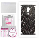 apgo Protective Skin Sticker for the back+sides compatible with Oppo A5 (2020), Full Wrap Film, Foil, Vinyl - Pattern Carbon Black Pixel