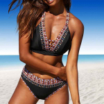 Moteri&scaron;ki maudymosi kostiumėliai Tankini 2 dalių maudymosi kostiumėlis Rožinis saulėgrąžų gėlės Crossing Print atostogų maudymosi kostiumėliai S juoda