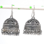 Natural Indian Look Jhumki Gemstone Silver Tribal Bali Earring 1.77 o7l22
