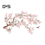 Gėlės &Scaron;aka Pauk&scaron;tis Tualeto Lipdukas Nuimamas Lipnus Vandeniui atsparus PVC Svetainės Sienų Menas Gėlių Vonios Kambario Tualeto Dangčio Dekoracija Lipdukas rožinė