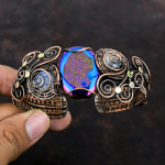 Titano Druzy Apyrankė Vario viela apvyniota apyrankė Vaivoryk&scaron;tinio mėnulio akmens apyrankė Brangakmenis Vario papuo&scaron;alas Rankų darbo Reguliuojama apyrankė dovanoms Adjustable