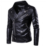 Vyri&scaron;ka odinė striukė su užtrauktuku Trend Loose Biker Striukė PU striukė