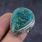 Chrysocolla Gemstone Handmade 925 Sterling Silver Jewelry Ring Size 7 c7t23