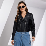 ziai Nauja pavasario rudens moteri&scaron;ka trumpa dirbtinės odos striukė Laisvalaikio PU paltas Laisvos motociklininkų striukės Madingos gatvės drabužiai Didelio dydžio korėjieti&scaron;kas paltas ZP-D28 S juoda