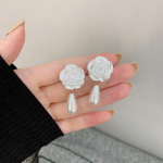 Korėjieti&scaron;ki Paprasti Kriauklės Kamelijos Rožės Žiedo Auskarai-klipsai Be Auskarų Vėriniai Retro Maži Ramunės Žiedo Auskarai-klipsai Nepradurtoms Ausims