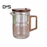 550/750 ml arbatinukas su infuzoriumi medinėmis rankenomis arbatinukas Borosilikatinio stiklo arbatinukas Vandens atskyrimo technologija be la&scaron;ų snapelis Easy Care arbatinukas