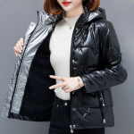 Auk&scaron;tos kokybės blizgus pūkinės medvilnės pamink&scaron;tintas striukė Moteri&scaron;ka žiemos madinga medvilninė striukė plius aksomo storio striukė XXL