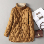 Moteri&scaron;ka itin lengva pūkinė striukė &bdquo;Argyle&ldquo; V formos apykakle, laisvalaikio rudens žiemos vir&scaron;utinių drabužių paltas, 2023 m. nauja mada XXXXXL