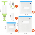 Vakuuminis siurblys, Daržovių ir vaisių konservavimas, Plius 15 kompresinių mai&scaron;elių Skaidrus sutir&scaron;tintas sandarinimo mai&scaron;elis 20 pcs + pump