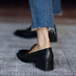 Batai moterims Žemakulniai Eleganti&scaron;ka moteri&scaron;ka vasarinė avalynė Juodi Loafers Normali odinė laisvalaikio kvadratinė pir&scaron;tinė su nuolaida Chic2024 34 juoda