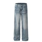 High Street džinsinės kelnės vyrams, Retro Distressed, Laisvos tiesios kelnės, Plačios sportinės kelnės, Madinga S mėlyna