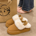 Naujo stiliaus moteri&scaron;ki vilnoniai &scaron;lepetės Moteri&scaron;ki drabužiai Nauji kailiniai Plius aksominiai sniego batai Bao galvos žieminiai storu padu pusiau &scaron;luostės medvilniniai batai 36 juoda