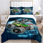 Animacinis Monster Truck Visų sezonų antklodės užvalkalas, patalynės komplektai, mink&scaron;tas pledo užvalkalas ir užvalkalai pagalvėms, viengulis, dvigulis, Queen, King AU Single 140x210cm