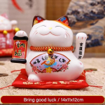 5 colių keraminė viliojanti katė, mojuojanti ranka Lucky Cat su baterija maitinama Maneki Neko Geriausia dovana namų puo&scaron;mena Fortune Lucky Cat