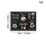 1 vnt Guminis džiovinimo kilimėlis su retro kavos stalo reikmenimis, skirta kavinei restoranui virtuvės kiliminei indai Patvarus diatominis purvo stalo kilimėlis naminių gyvūnėlių kilimėliui Kavos reikmenys 40*50 CM