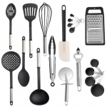 Nailoninių virtuvės reikmenų 19 dalių namų ūkio maisto gaminimo mentelių ir &scaron;auk&scaron;tų rinkinys, virtuvės indų kepimo įrankių rinkinys 19pcs set