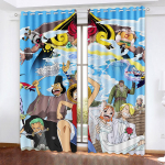 Monkey D Luffy Tamsinanti užuolaida, One Piece, Poliesteris, Animacinis, Tinka miegamajam, Vaikams, Suaugusiems, Kambario dekoravimui, Dovanoms 183x160cm&Grommet Top