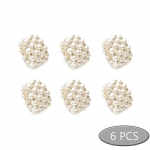 6 vnt. perlų servetėlių sagčių, subtilių rankų darbo plačių apvalių servetėlių laikiklių žiedų, vakarienėms, vestuvių valgomojo stalo dekoravimui