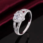 &Scaron;irdies formos sidabruotas cirkonio žiedas: Europos ir Amerikos stiliaus papuo&scaron;alai moterims Model 6 [White Copper Platinum Plated]