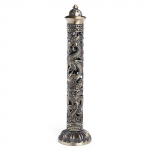 Antikvarinis Vintažinis Vario Vertikalus Smilkalų Lazdelės Laikiklis Degikliui Tu&scaron;čiaviduris I&scaron;raižytas Drakonas Feniksas Metalinis Bok&scaron;tas Pelenų Gaudyklė Smilkalinė A