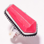 Red Turquoise Gemstone Ring Handmade Unique Design Dainty Jewelry 7.25 z6q71