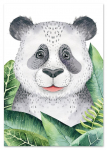 Plakat miś panda, panda zielone liście 21x29,7 cm A4