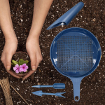 4 Pieces Bonsai Soil Sieve Corn Leakage Net Potting 3mm Practical Easy to Grasp Garden Hand mėlyna