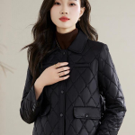 Moteri&scaron;ki nauji medvilne pamink&scaron;tinti drabužiai ankstyvam žiemai, lengvi medvilniniai drabužiai, madinga maža trumpa medvilne pamink&scaron;tinta striukė 2XL tamsiai ruda spalva