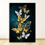 Kambarys &bdquo;Cuadros&ldquo; salonas &bdquo;Big Yellow Butterfly N&ldquo; spausdinimas Abstraktus auksinis mėlynas drugelis sienų menas &Scaron;iuolaikinės sienų nuotraukos gyvenimui be rėmelio 21*30cm