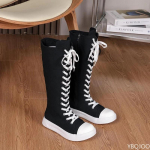 Auk&scaron;tos klasės dirželis moteri&scaron;ki batai pavasario naujiena plius dydžio moteri&scaron;ki batai &scaron;oninis užtrauktukas drobė ilgo aulo dizainas moteri&scaron;ki batai platforma 38 juoda