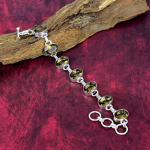 Dūminis topazas 925 prabos sidabro apyrankė, rankų darbo apyrankė su brangakmeniais, dovanos žmonai, visi&scaron;kai nauja apyrankė Adjustable With 8 Inches