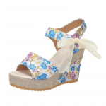 Sandalias de mujer con plataforma, sandalias de cu&ntilde;a c&oacute;modas con banda floral, sandalias formales, novedades 35