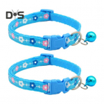 2 vnt. naminių gyvūnų apykaklių su varpeliu, gėlių dizaino kačių apykaklė su sagtimi, reguliuojama &scaron;uniuko apykaklė mažiems berniukams mergaitėms kačiukams &scaron;unims smulkiems gyvūnams mėlyna