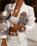 Zipper-Decorated Long Sleeve Cardigan Jacket 2XL