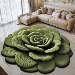 3D Vizualinis Efektas Bijūno Gėlės Grindų Kilimėlis Namų Svetainės Kilimas Purvui Atsparus Lengvai Prižiūrimas Sugeriantis Neslystantis Kilimėlis 160 * 160Cm