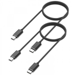 C&acirc;bles pour Canon ELURA - Phonillico&reg; - Lot de 2 - MINI USB et USB-C - 1 M&egrave;tre - Noir