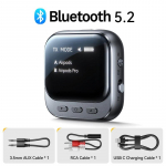 2-in-1 Bluetooth 5.2 siųstuvas-imtuvas 400 mAh AUX automobilinis adapteris su LED ekranu automobiliui muzikai / skambučiams laisvų rankų įranga JR-CB2S juoda