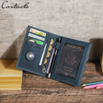 KONTAKTŲ Natūralios odinės paso piniginės verslo kreditinės kortelės laikiklis nuo pametimo