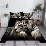 Tigro ar Arklio Paklodžių Komplektas Skaitmeninė Spauda Poliesterio Lova Plok&scaron;čia Paklodė su Pagalvės Užvalkalu Spausdintas Pataliukas AU Queen 210x210cm