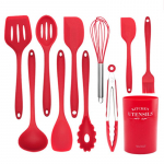 11 vnt / 11 vnt Silikoninių virtuvės reikmenų rinkinys Nelipnus indų mentele auk&scaron;toje temperatūroje kepimo kastuvas red-11pcs / set